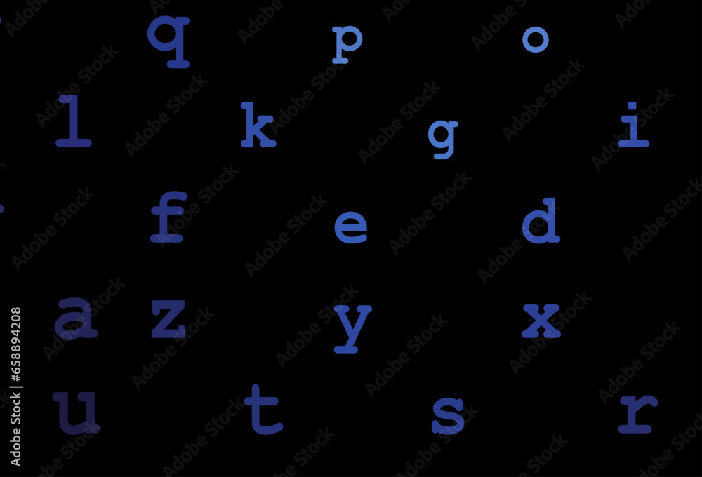 Dark blue vector texture with ABC characters. Dark blue vector texture with ABC characters.