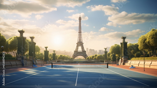 The tennis court in front of the Eiffel Tower © Rimsha