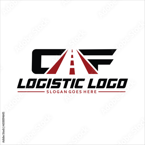 Logistic Logo Vector. Logistics transport logo consisting of the letters CMF or CF on white background