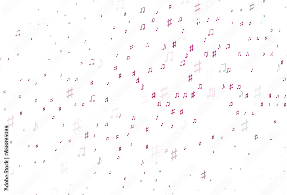 Light Pink vector template with musical symbols.