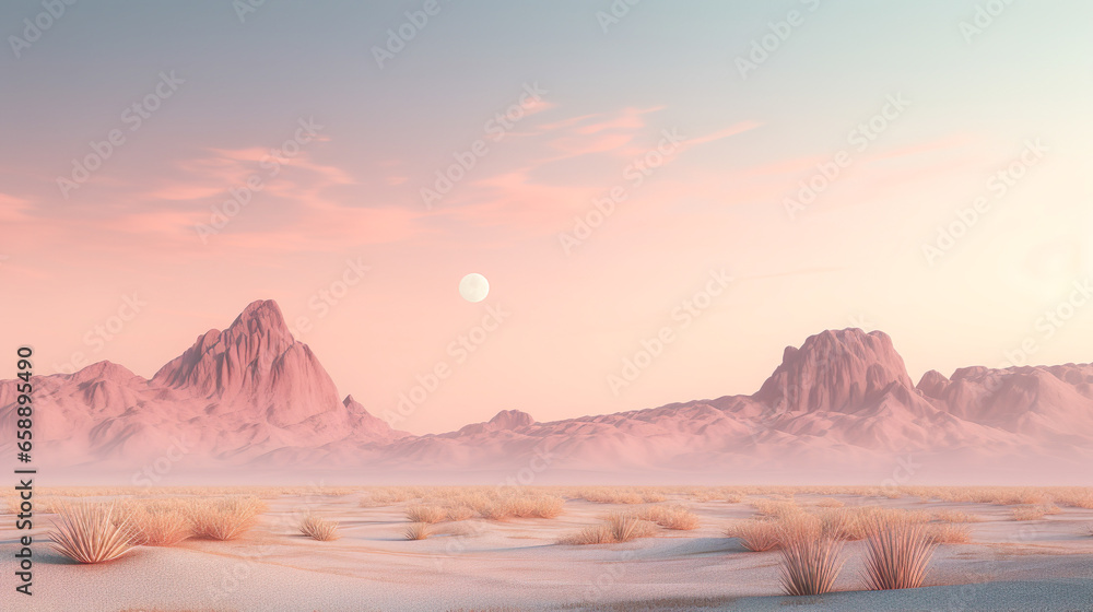 Surreal desert landscape, pastel tones background