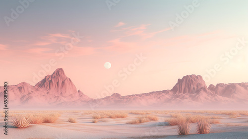Surreal desert landscape  pastel tones background