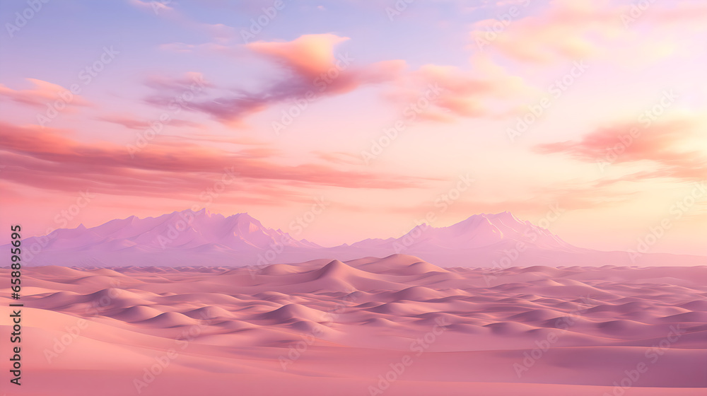 Surreal desert landscape, pink tones