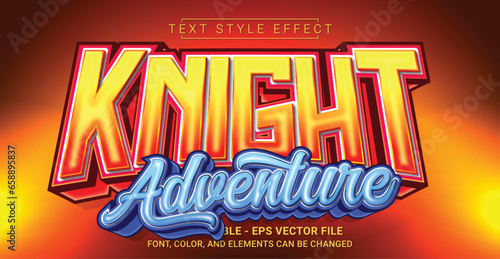 Knight Adventure Text Style Effect. Editable Graphic Text Template.