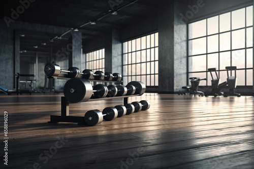 3d rendering dumbbells on the floor in conch © msroster
