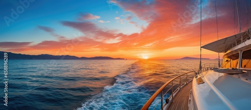 Stunning ocean scenery from luxury yacht vertical With copyspace for text © 2rogan