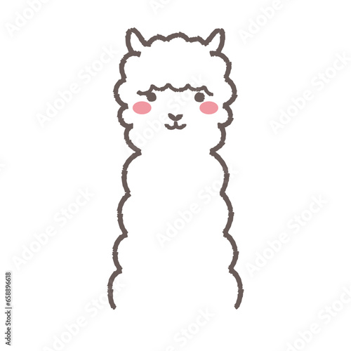 ふわふわのアルパカのイラスト（正面向きの顔）