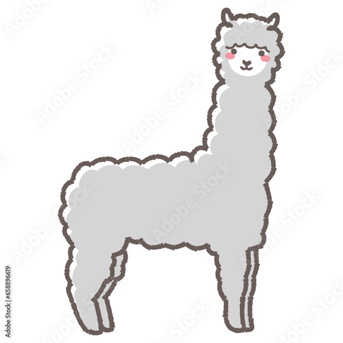 ふわふわのアルパカのイラスト（全身）