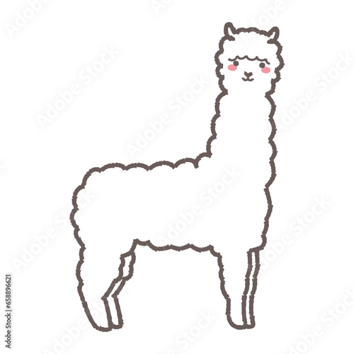 ふわふわのアルパカのイラスト（全身）