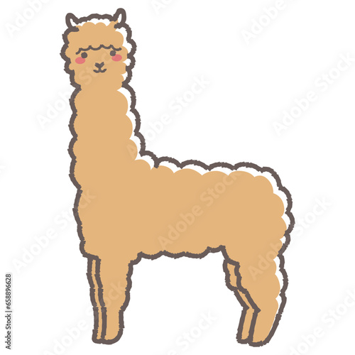 ふわふわのアルパカのイラスト（全身）