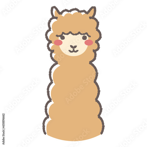 ふわふわのアルパカのイラスト（正面向きの顔）