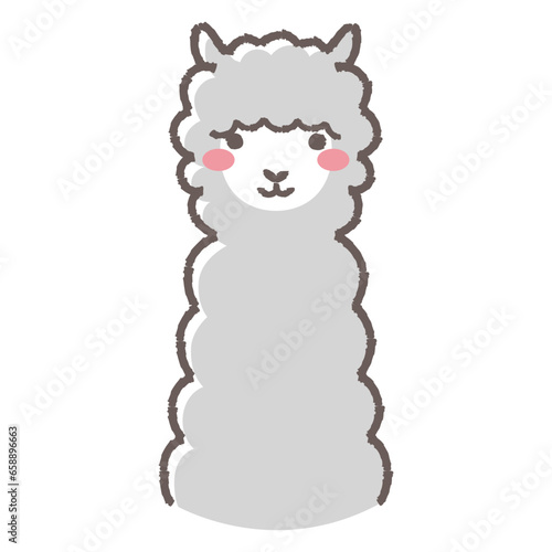 ふわふわのアルパカのイラスト（正面向きの顔）