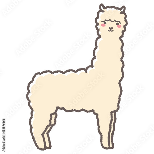 ふわふわのアルパカのイラスト（全身）