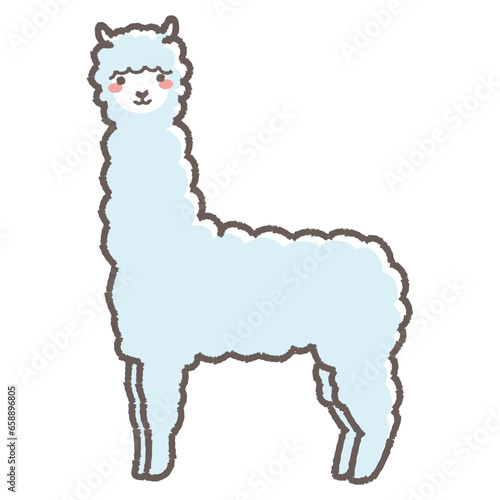ふわふわのアルパカのイラスト（全身）