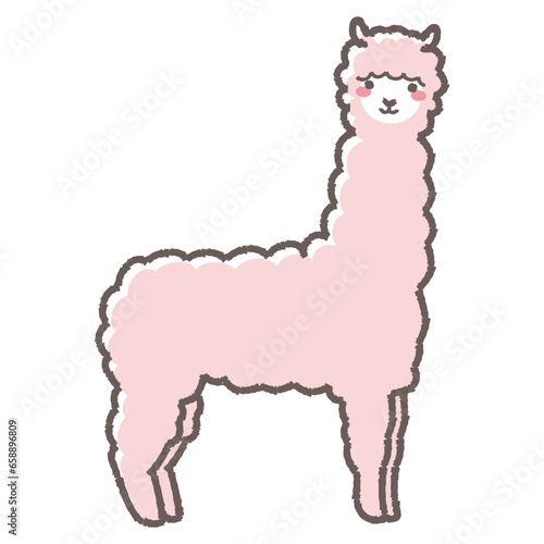 ふわふわのアルパカのイラスト（全身）