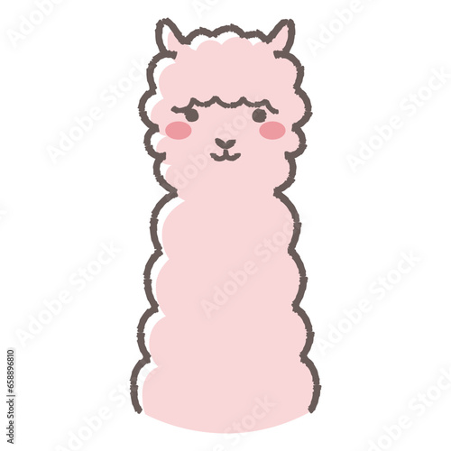 ふわふわのアルパカのイラスト（正面向きの顔）