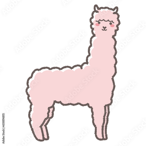 ふわふわのアルパカのイラスト（全身）