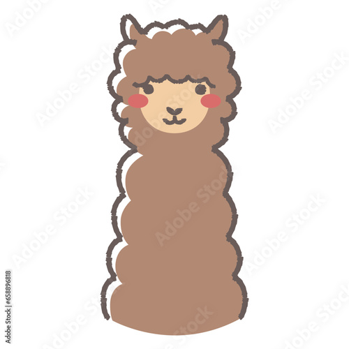 ふわふわのアルパカのイラスト（正面向きの顔）