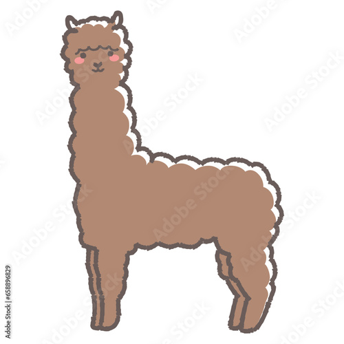 ふわふわのアルパカのイラスト（全身）