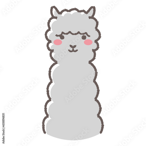 ふわふわのアルパカのイラスト（正面向きの顔）