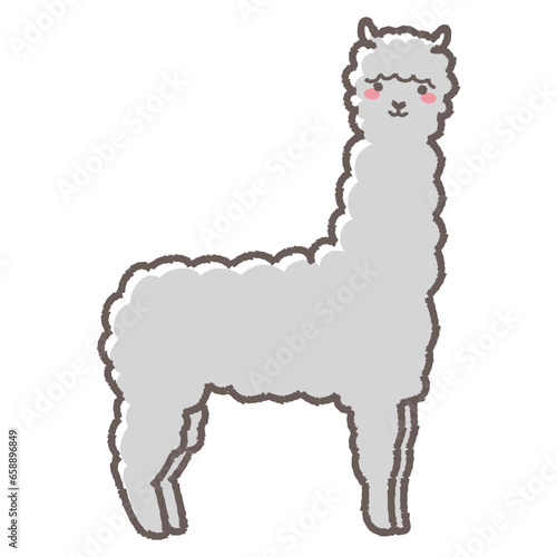 ふわふわのアルパカのイラスト（全身）