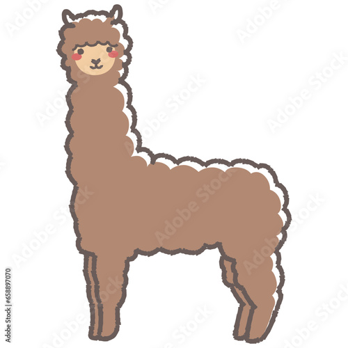 ふわふわのアルパカのイラスト（全身）