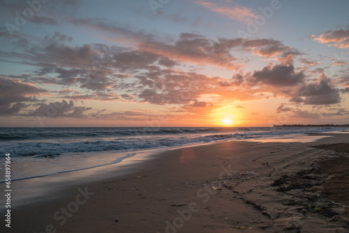 Sunrise over beach near San Juan  Puerto Rico.