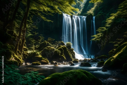waterfall in the forest © Zeeshan Qazi