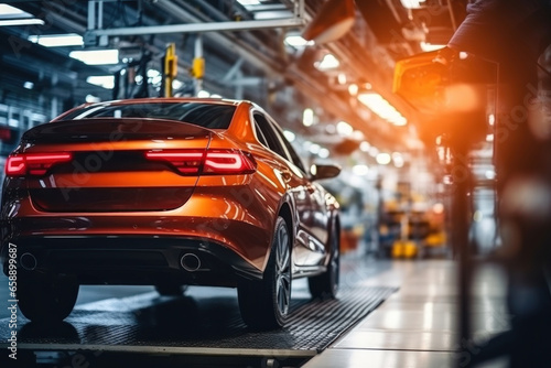 Assembly line for the production of modern cars. The final stage of assembly and testing during production. Quality control. Automated assembly. Modern technologies. © Anoo