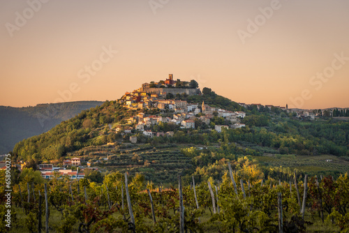 Beautiful sunset in Motovun, Croatia