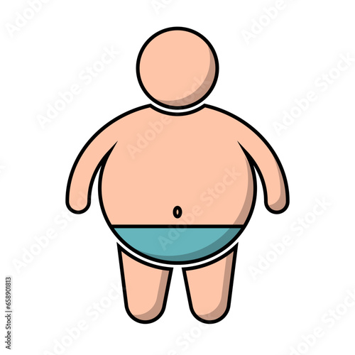 Flat design obese male icon. Fat man. Vector.