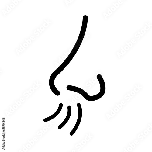 Nose and nose breath icon. Smelling nose. Vector.