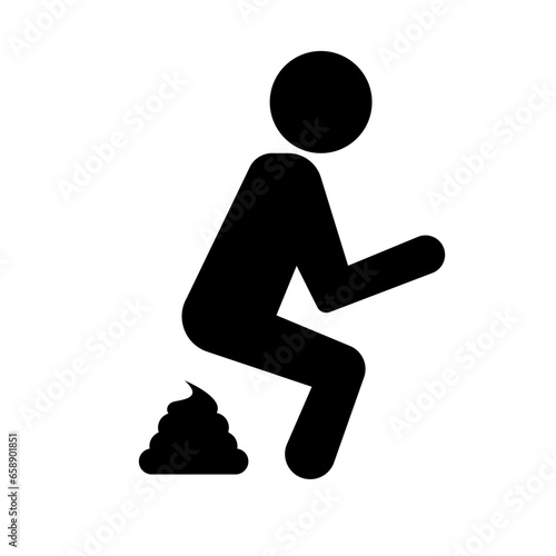 Person defecating silhouette icon. Vector.