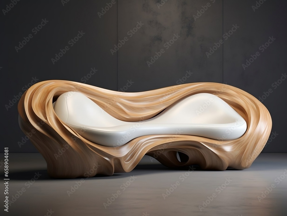 3d model of a modern futuristic couch made from wood generative ai 3d model of a modern futuristic couch made from wood generative ai