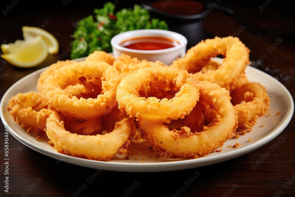 Squid rings deep fried with crispy crust. Squid rings deep fried with crispy crust.
