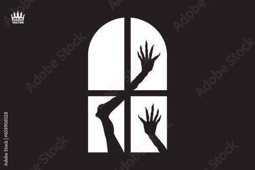 Hand window monster vector template