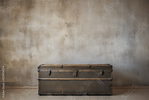 old travel trunk against a plain wall