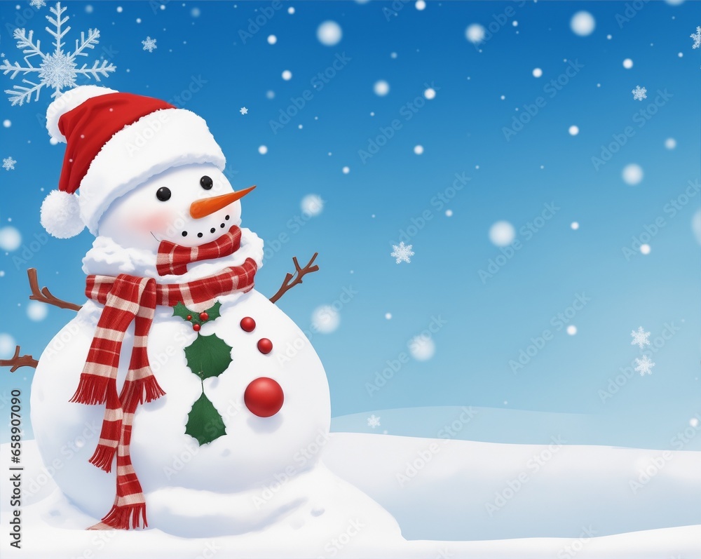 Fototapeta premium Christmas background with snowman ai generated 