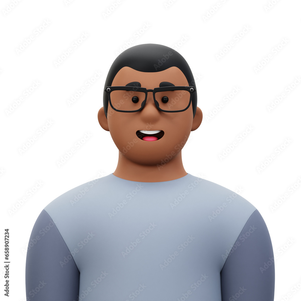 3D Male Avatar Character with Glasses 3D Male Avatar Character with Glasses