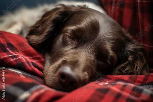 Adorable Dog on Cozy Blanket, Yearning for Owner's Return