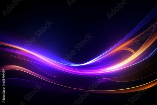Stunning Abstract Futuristic Dark Background with Neon Purple and Yellow Glow