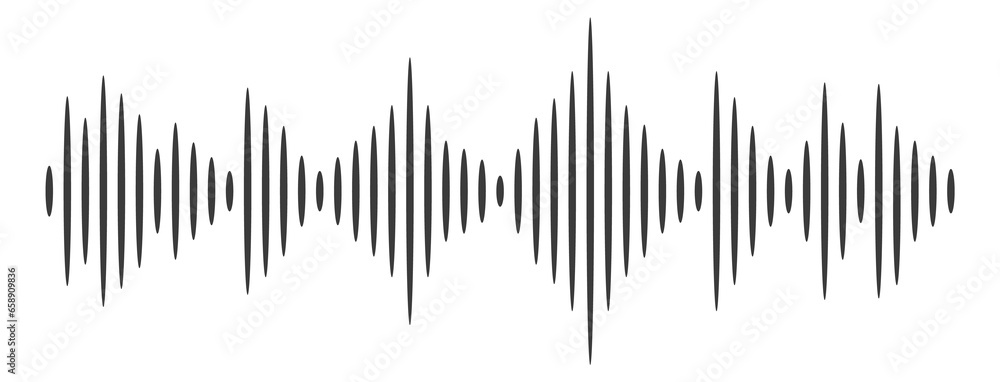 Amplitude histogram icon. Sound wave black lines - obrazy, fototapety, plakaty 