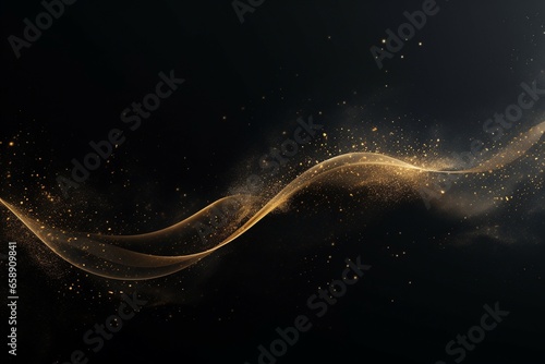 Elegant Abstract: Golden Dust Splash Shaping Waves on Dark Background