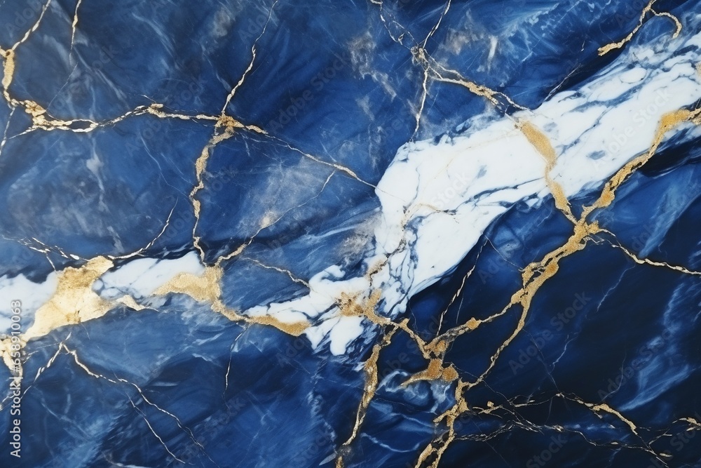 Elegant Blue Marble Texture with White and Gold Veins