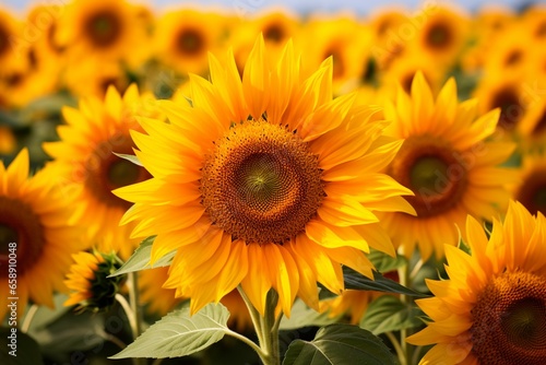 Stunning Close-Up of Sunflowers in a Vibrant Field
