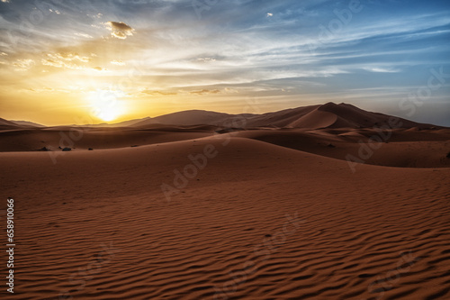 Sand dunes in the great Sahara desert in Morocco © atosan