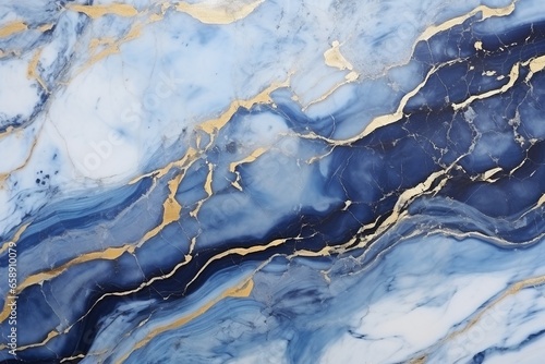 Elegant Blue Marble Texture with White and Gold Veins