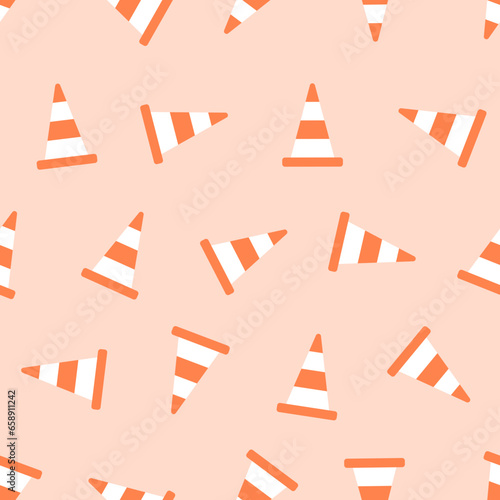 Safety cone seamless pattern. Suitable for backgrounds, wallpapers, fabrics, textiles, wrapping papers, printed materials, and many more.