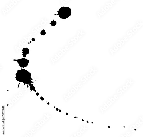 Ink drop stain. Black paint mark trace