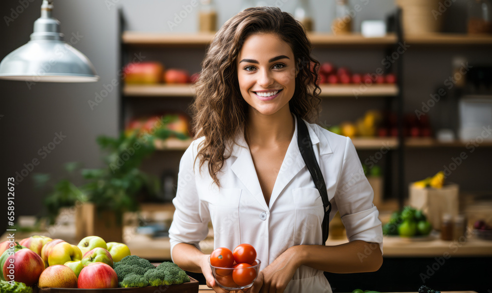 portrait of Dietitian and Nutritionist, who Plan and conduct food service or nutritional programs to assist in the promotion of health and control of disease. portrait of Dietitian and Nutritionist, who Plan and conduct food service or nutritional programs to assist in the promotion of health and control of disease.
